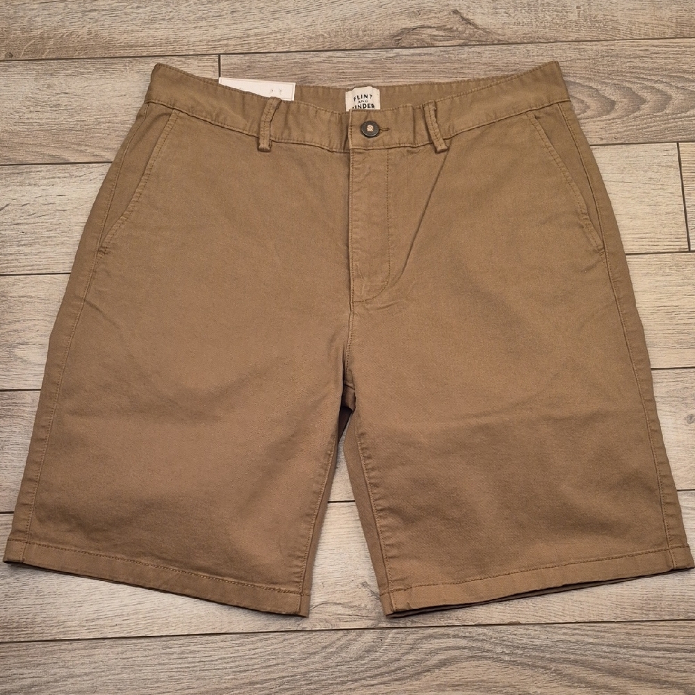 FLINT AND TINDER Rustic Tan Pattern Sz 32 x 9" Mens 365 Chino Casual Shorts NEW